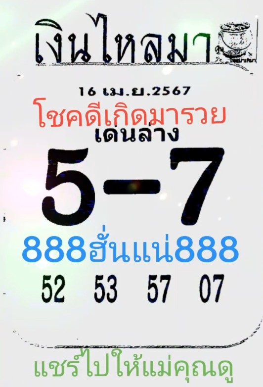 เลขเด่นเงินไหลมา